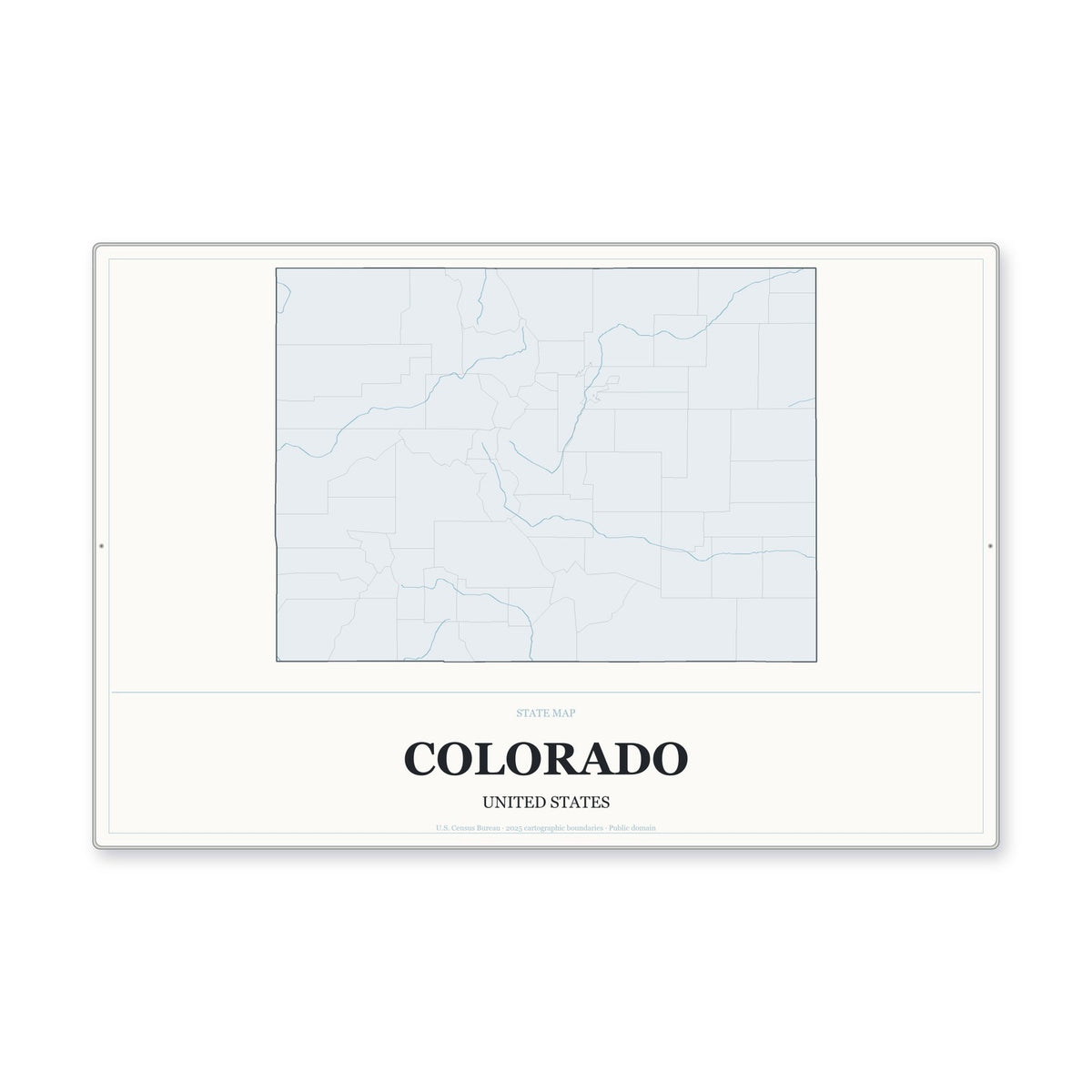 Colorado state map aluminum sign in Gallery Air style