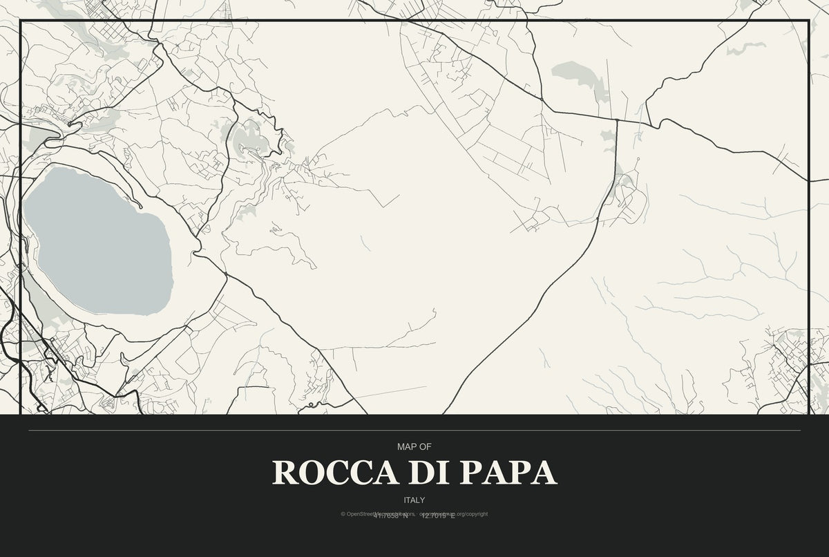 Rocca di Papa, Italy City Map Aluminum Sign in Museum Plaque style