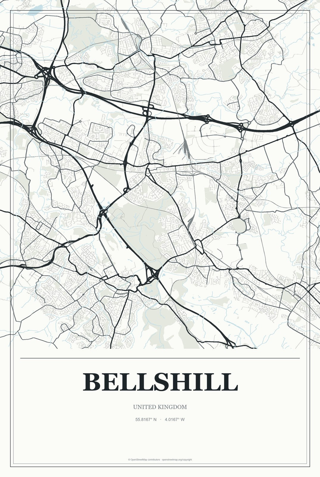 Bellshill, United Kingdom City Map Aluminum Sign in Gallery Air style