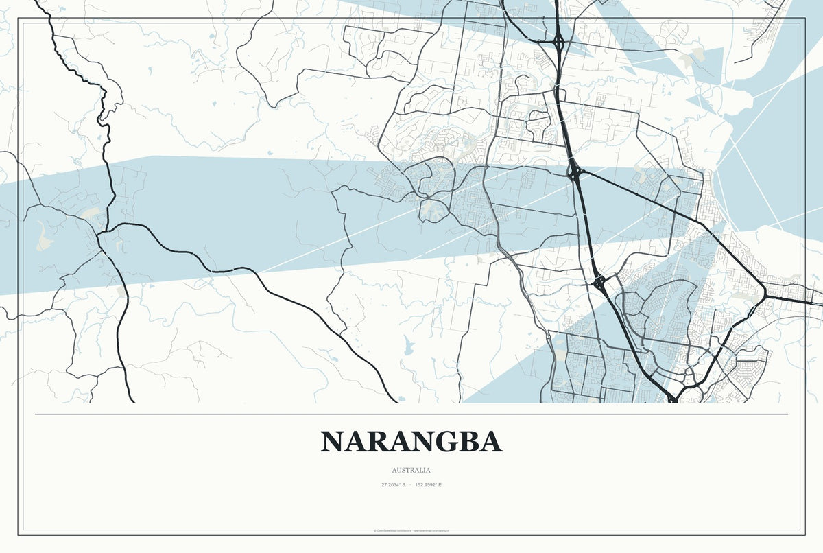 Narangba, Australia City Map Aluminum Sign in Gallery Air style