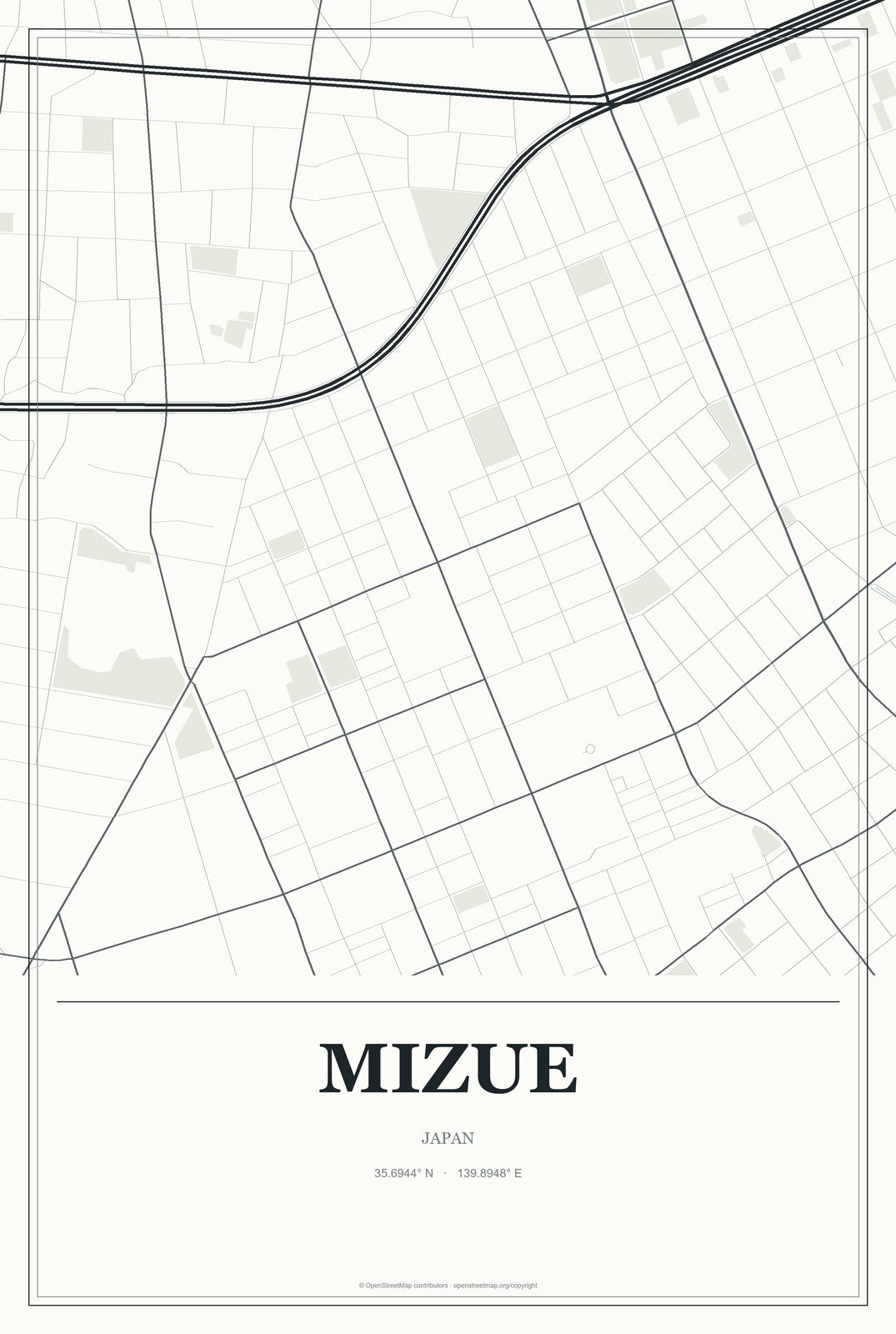 Mizue, Japan City Map Aluminum Sign in Gallery Air style