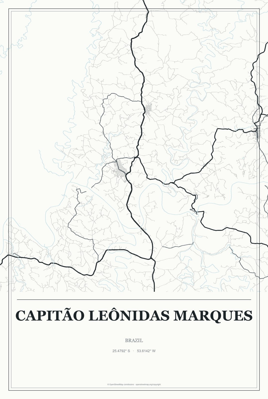 Capitão Leônidas Marques, Brazil City Map Aluminum Sign in Gallery Air style