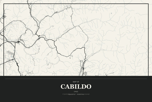 Cabildo, Chile City Map Aluminum Sign in Museum Plaque style