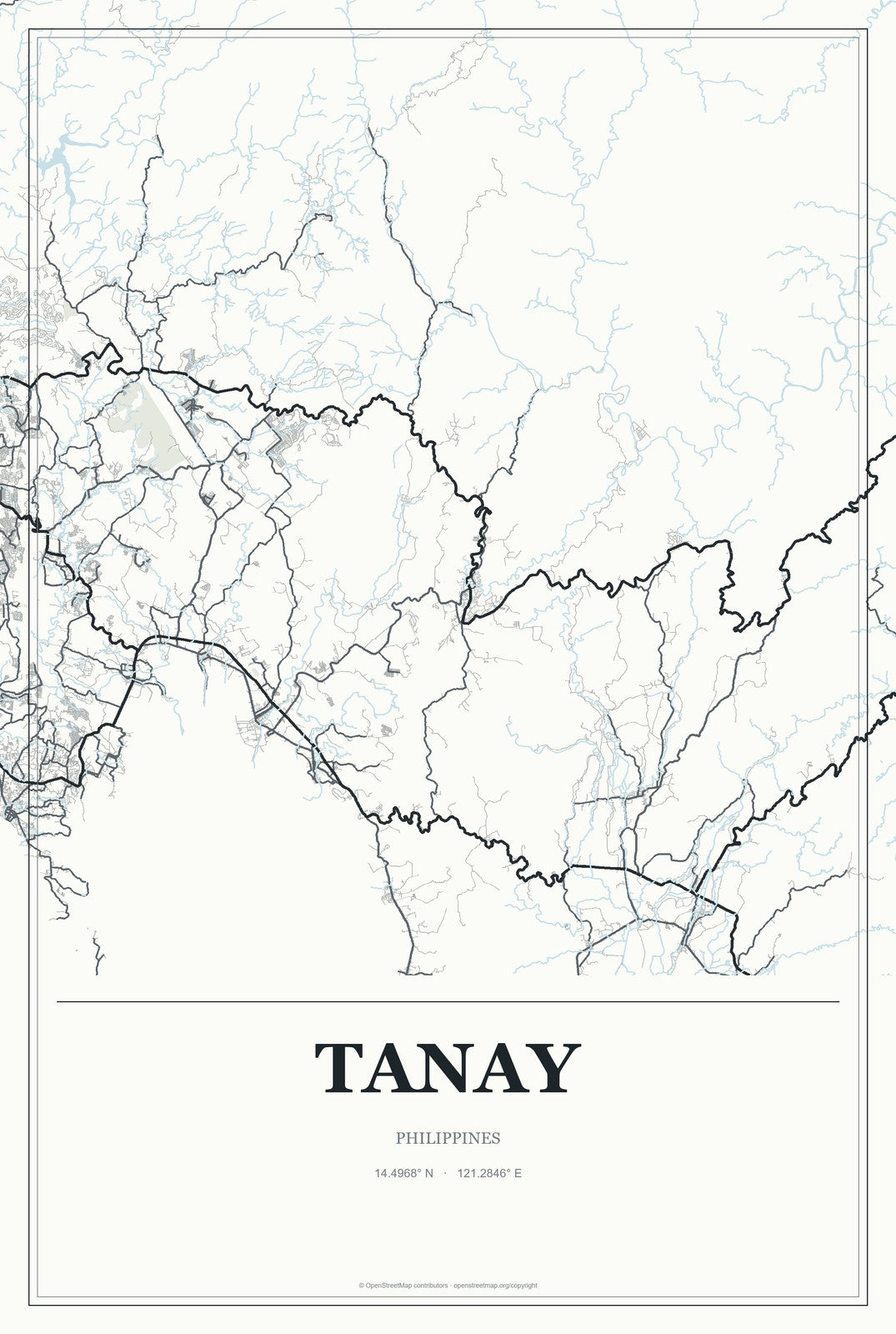 Tanay, Philippines City Map Aluminum Sign in Gallery Air style
