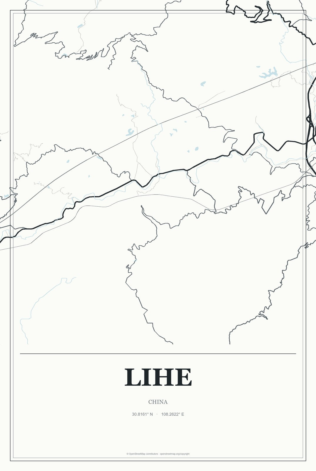 Lihe, China City Map Aluminum Sign in Gallery Air style