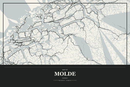 Molde, Norway City Map Aluminum Sign in Museum Plaque style