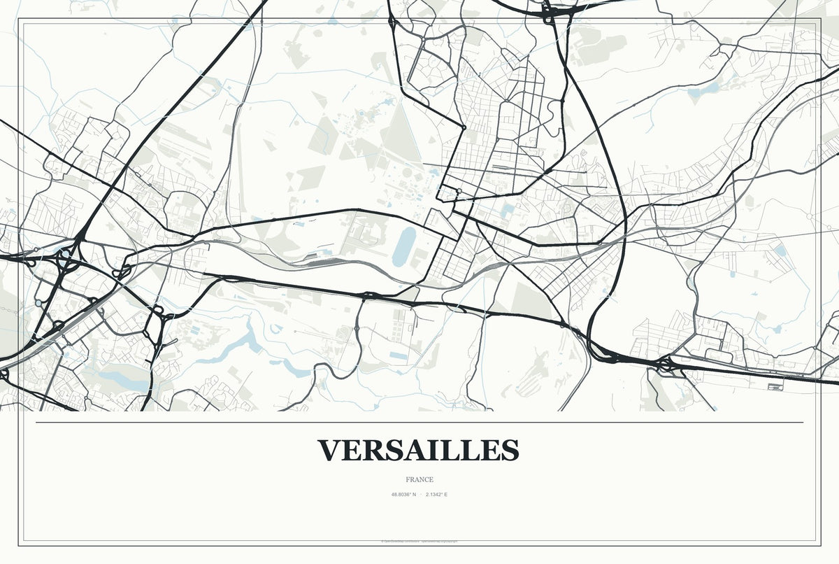 Versailles, France City Map Aluminum Sign in Gallery Air style