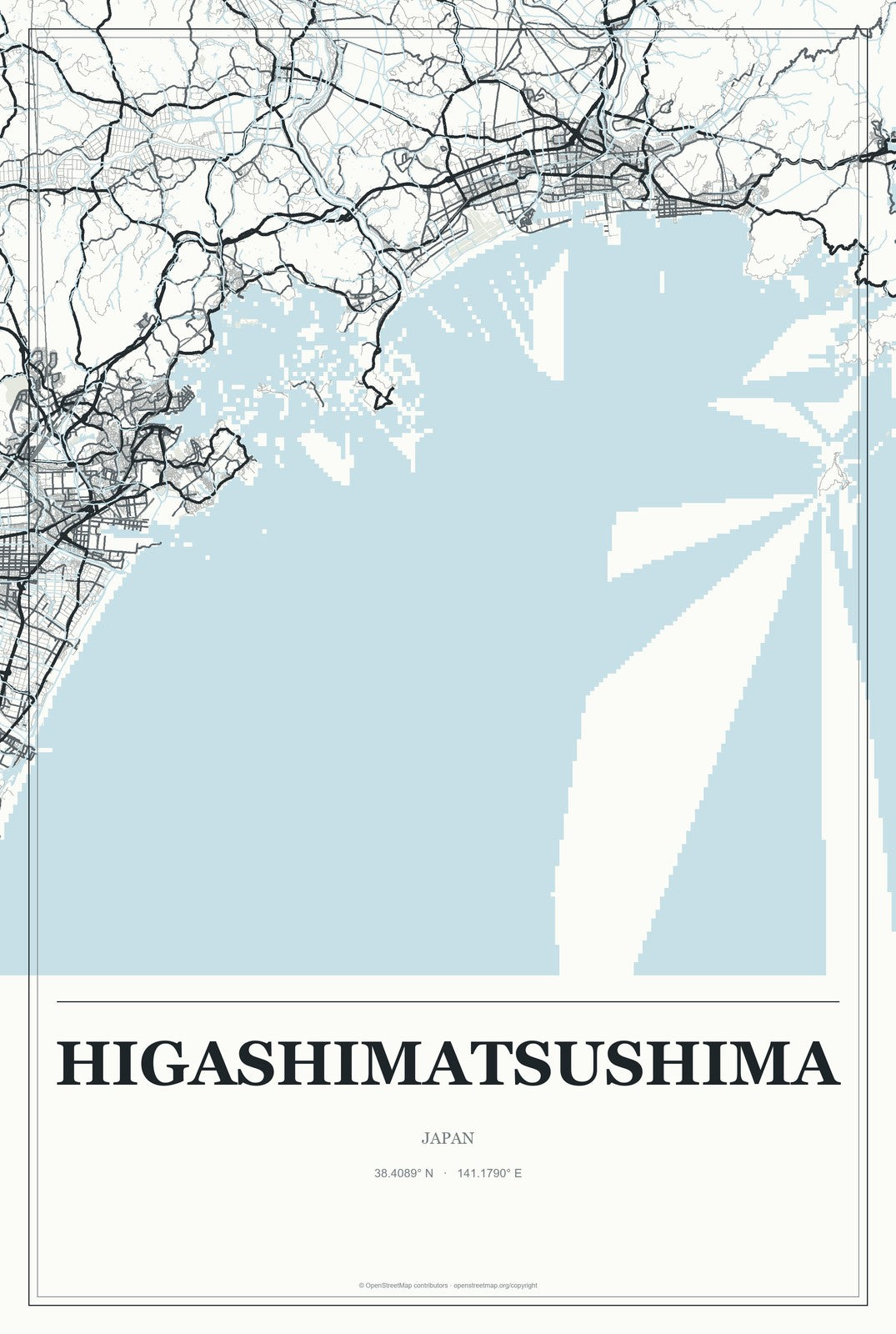 Higashimatsushima, Japan City Map Aluminum Sign in Gallery Air style