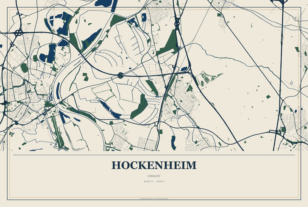 Hockenheim, Germany City Map Aluminum Sign in Coastal Cutout style