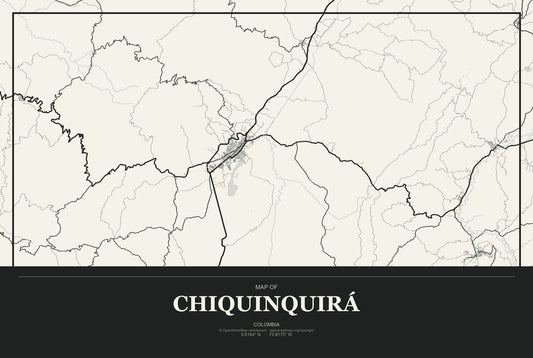 Chiquinquirá, Colombia City Map Aluminum Sign in Museum Plaque style