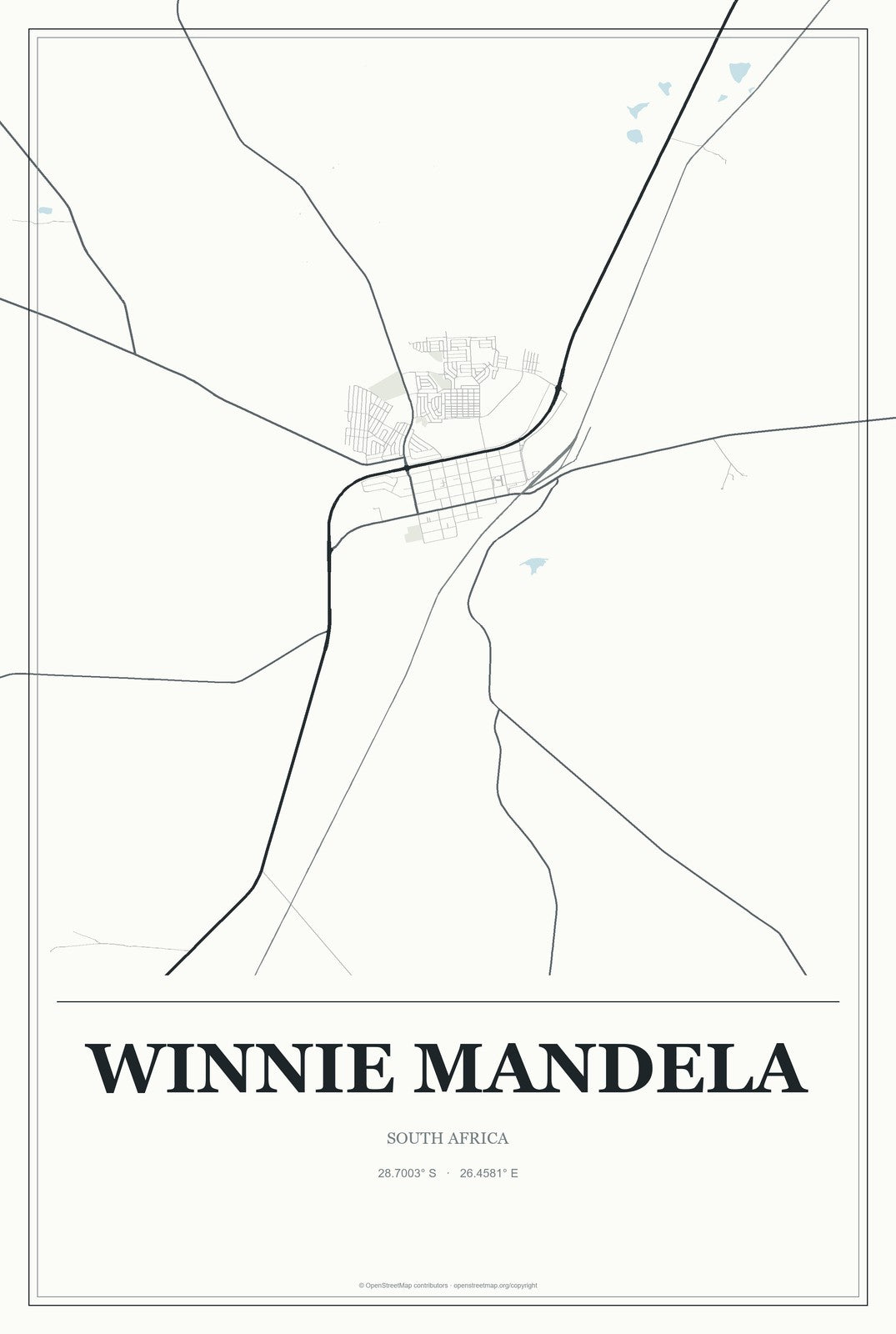 Winnie Mandela, South Africa City Map Aluminum Sign in Gallery Air style