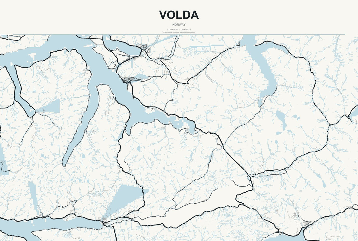 Volda, Norway City Map Aluminum Sign in Headline Atlas style