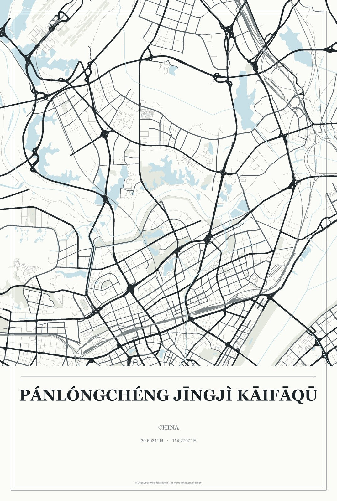 Pánlóngchéng Jīngjì Kāifāqū, China City Map Aluminum Sign in Gallery Air style