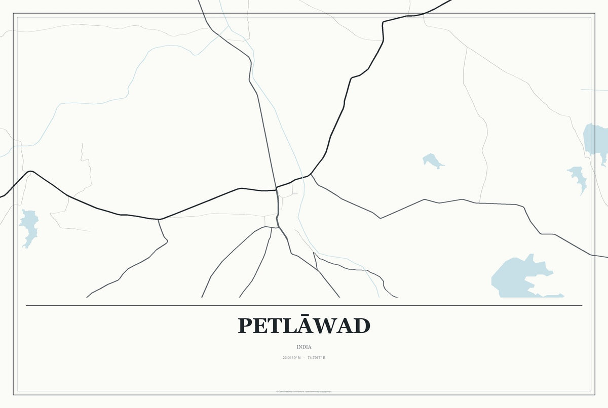 Petlāwad, India City Map Aluminum Sign in Gallery Air style