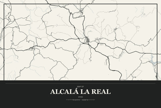 Alcalá la Real, Spain City Map Aluminum Sign in Museum Plaque style