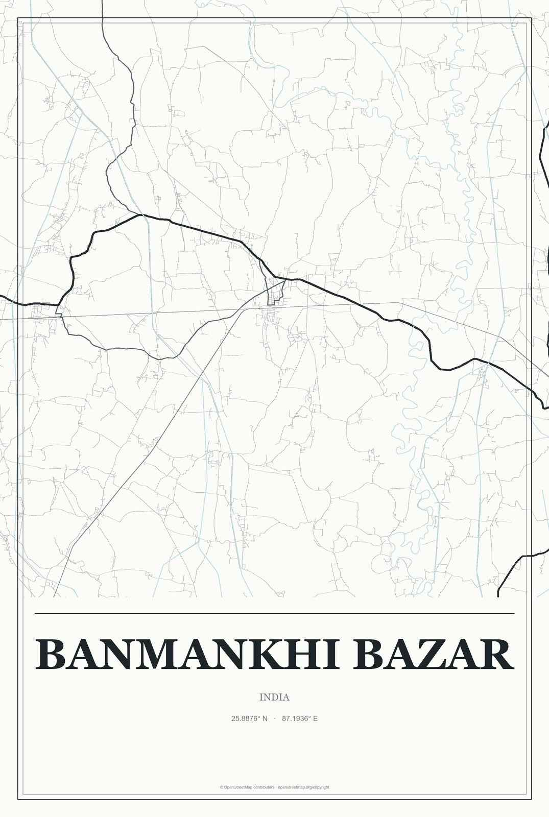 Banmankhi Bazar, India City Map Aluminum Sign in Gallery Air style
