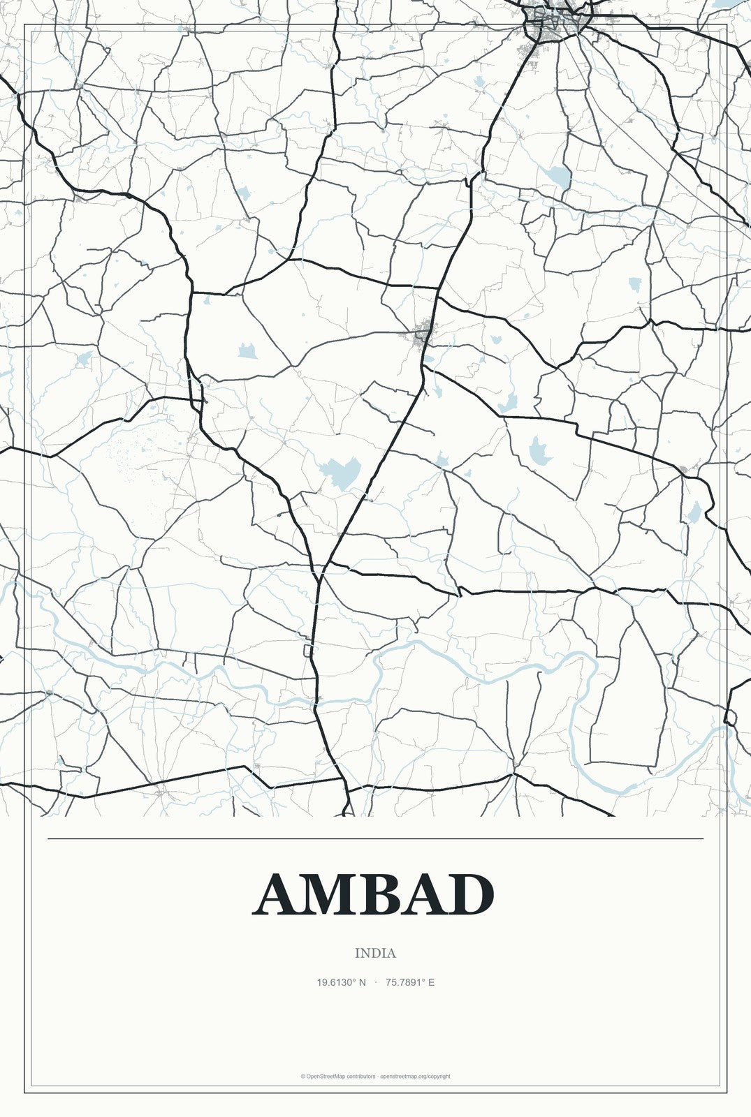 Ambad, India City Map Aluminum Sign in Gallery Air style