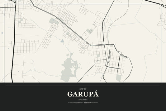 Garupá, Argentina City Map Aluminum Sign in Museum Plaque style