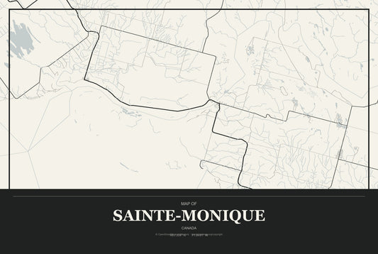 Sainte-Monique, Canada City Map Aluminum Sign in Museum Plaque style