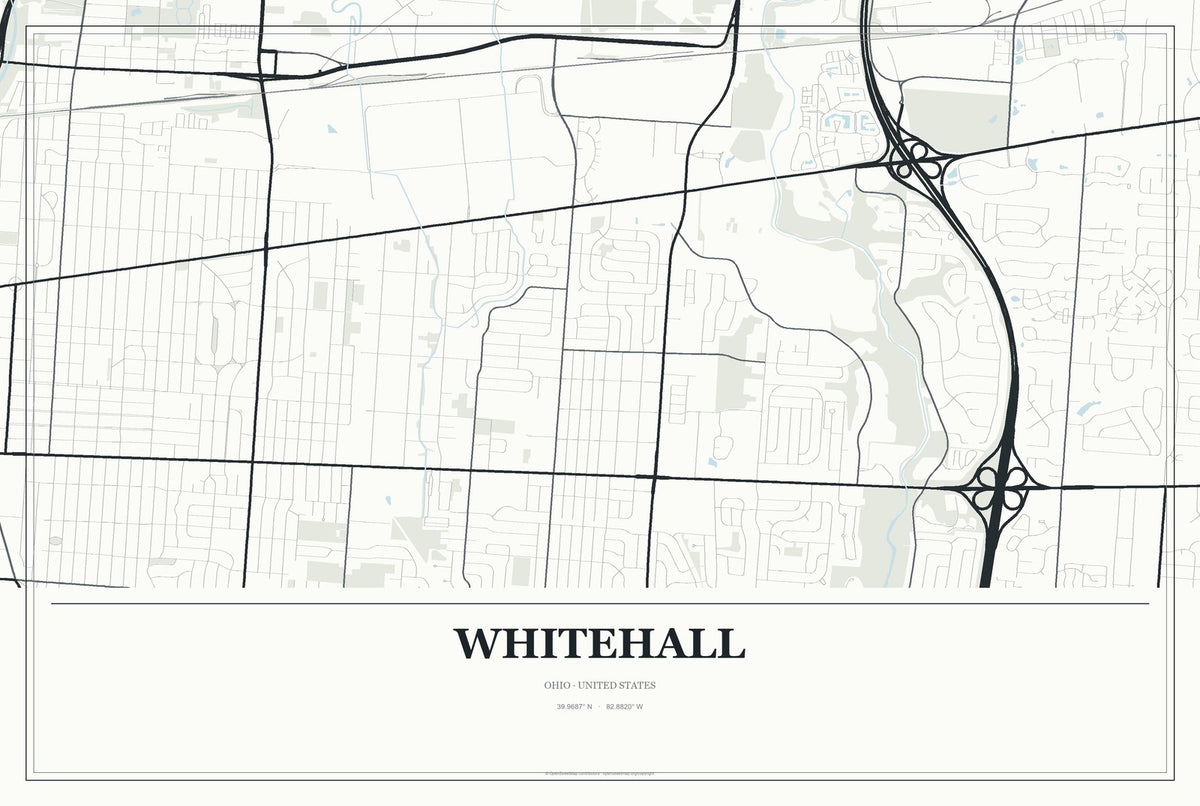 Whitehall, Ohio City Map Aluminum Sign in Gallery Air style
