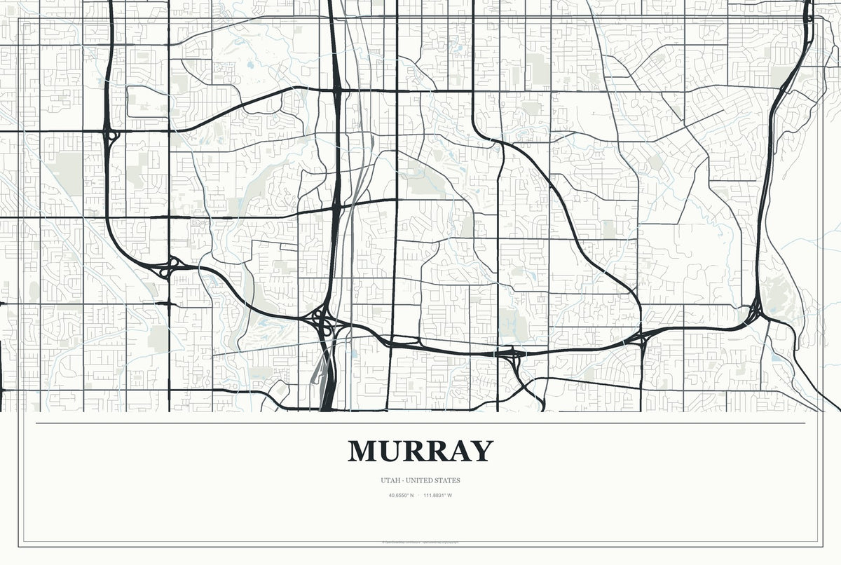 Murray, Utah City Map Aluminum Sign in Gallery Air style