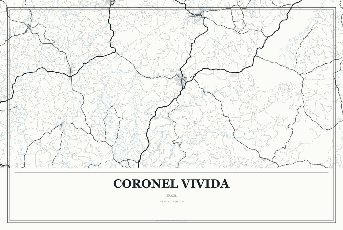 Coronel Vivida, Brazil City Map Aluminum Sign in Gallery Air style