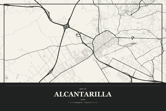 Alcantarilla, Spain City Map Aluminum Sign in Museum Plaque style