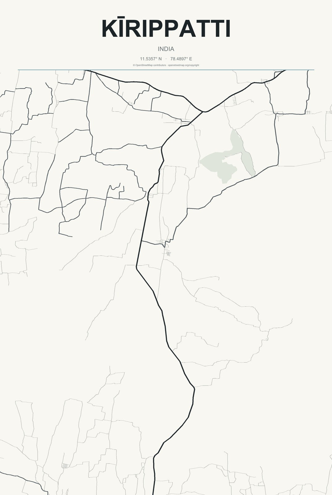 Kīrippatti, India City Map Aluminum Sign in Headline Atlas style