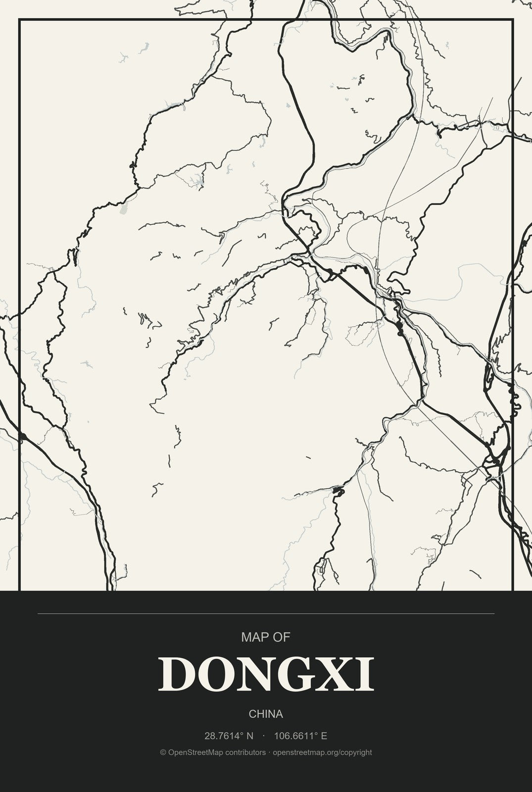Dongxi, China City Map Aluminum Sign in Museum Plaque style