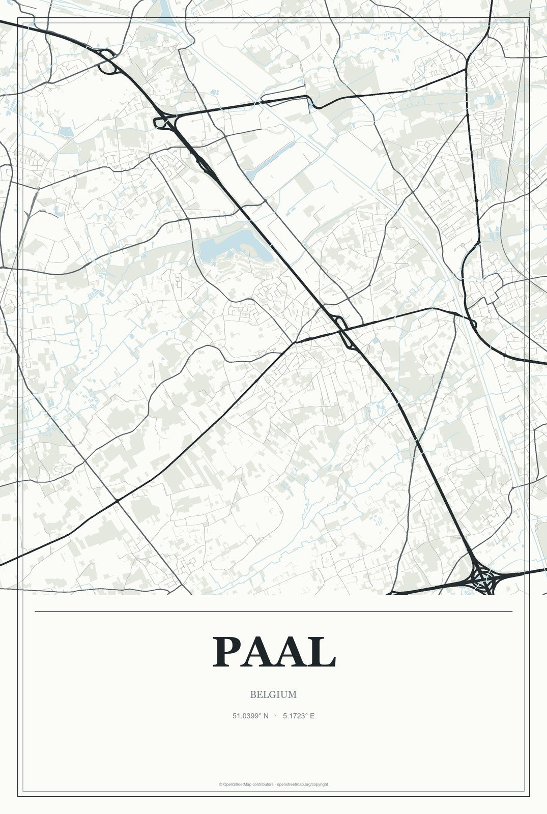 Paal, Belgium City Map Aluminum Sign in Gallery Air style