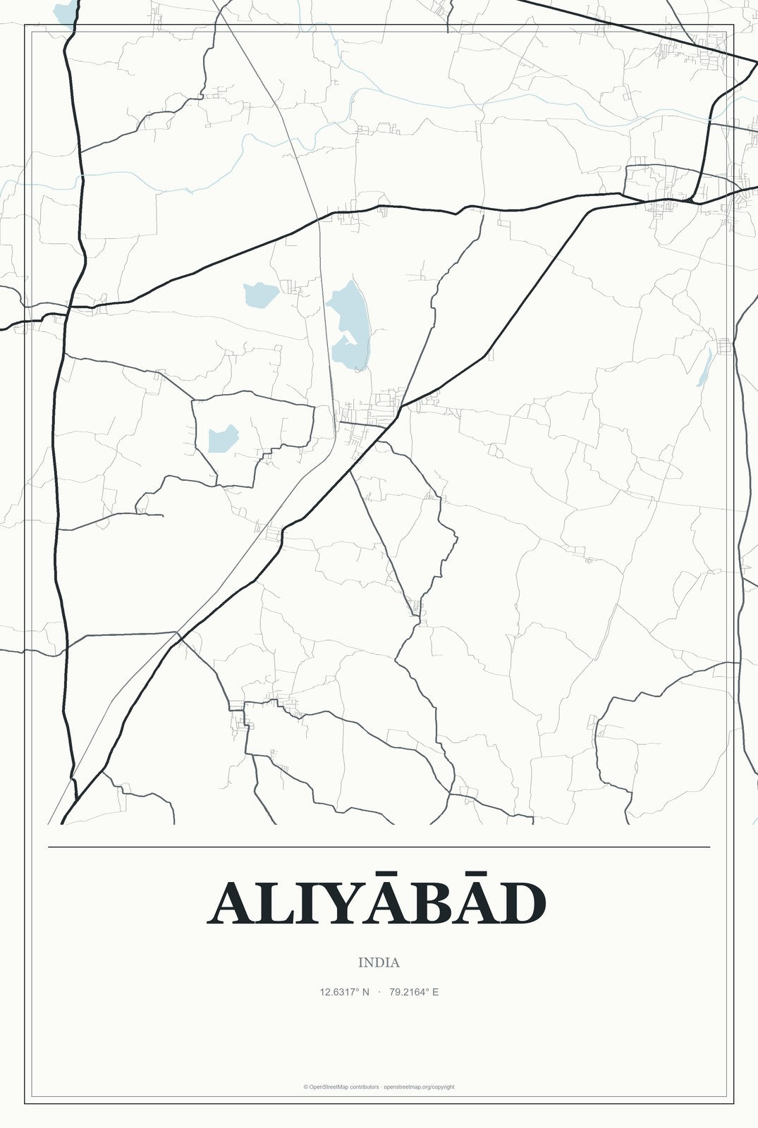 Aliyābād, India City Map Aluminum Sign in Gallery Air style