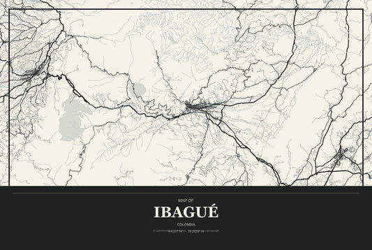 Ibagué, Colombia City Map Aluminum Sign in Museum Plaque style