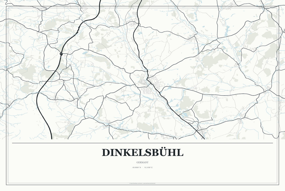 Dinkelsbühl, Germany City Map Aluminum Sign in Gallery Air style