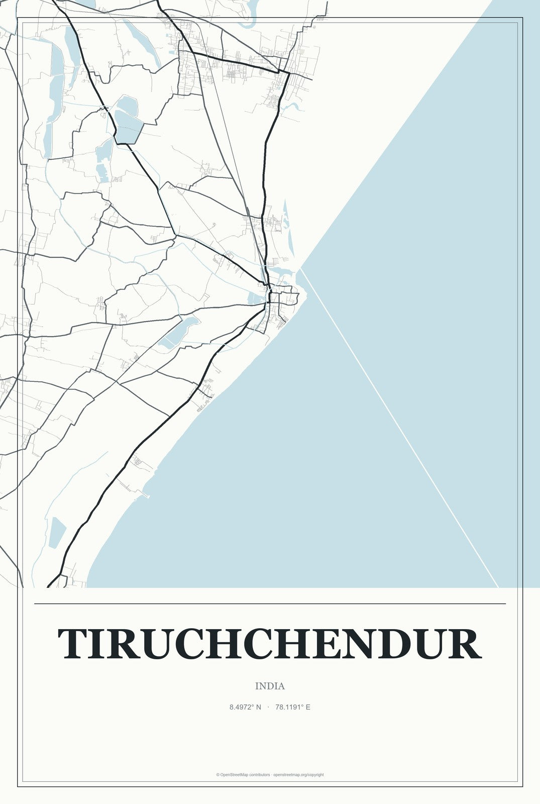 Tiruchchendur, India City Map Aluminum Sign in Gallery Air style