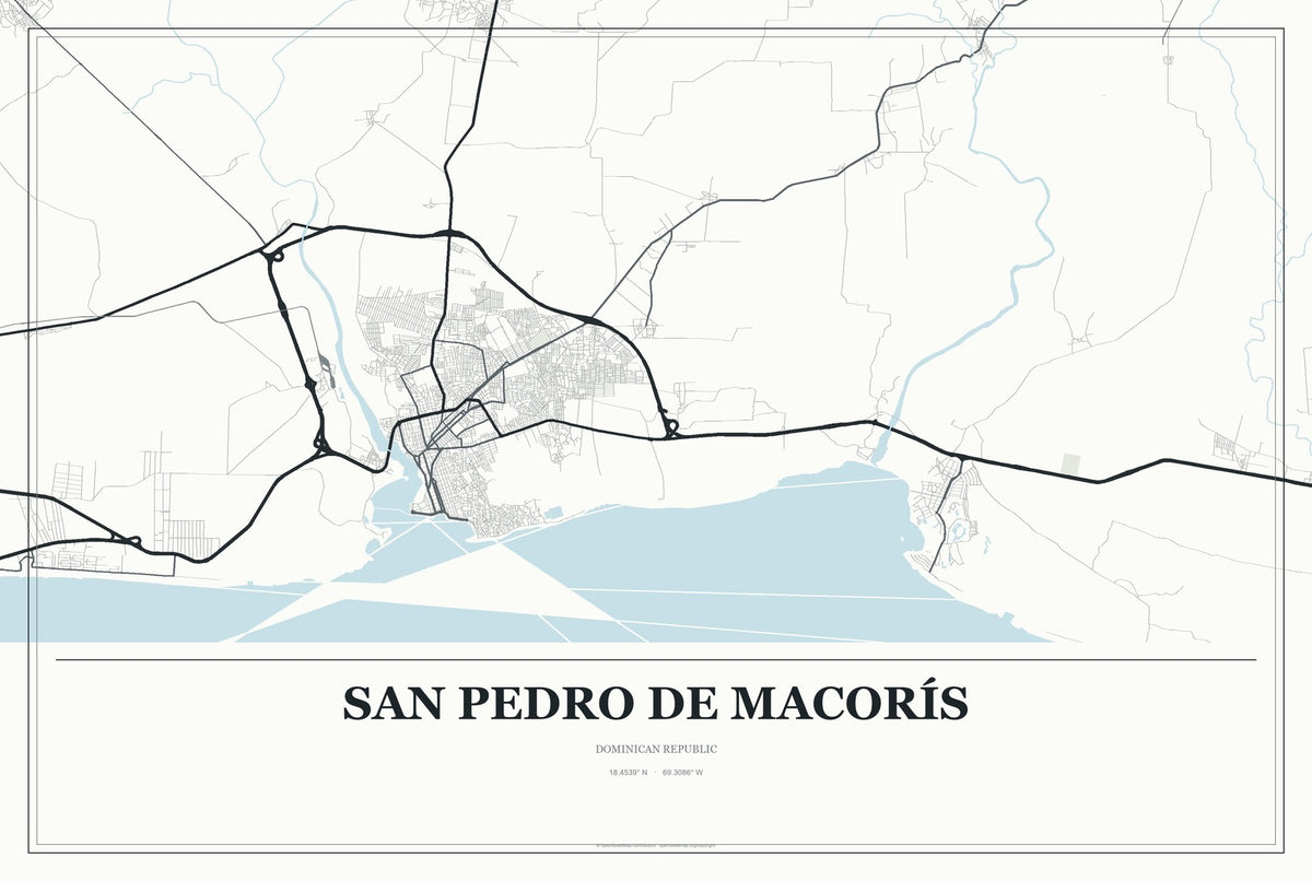 San Pedro de Macorís, Dominican Republic City Map Aluminum Sign in Gallery Air style