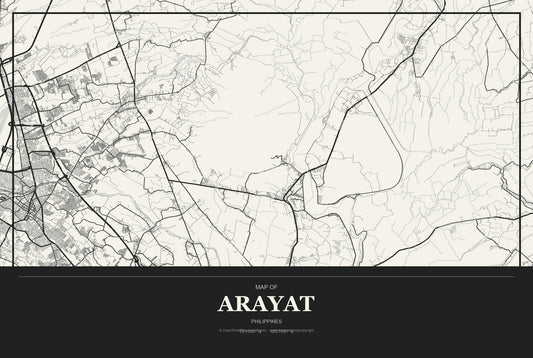 Arayat, Philippines City Map Aluminum Sign in Museum Plaque style