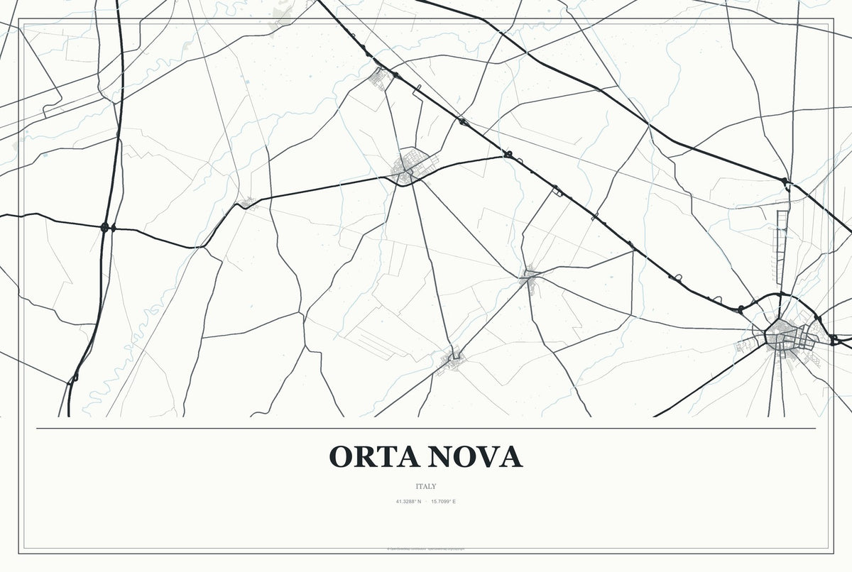 Orta Nova, Italy City Map Aluminum Sign in Gallery Air style
