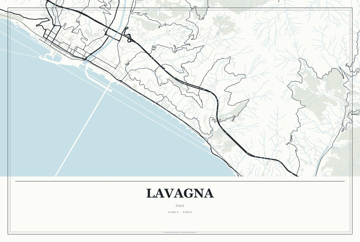 Lavagna, Italy City Map Aluminum Sign in Gallery Air style