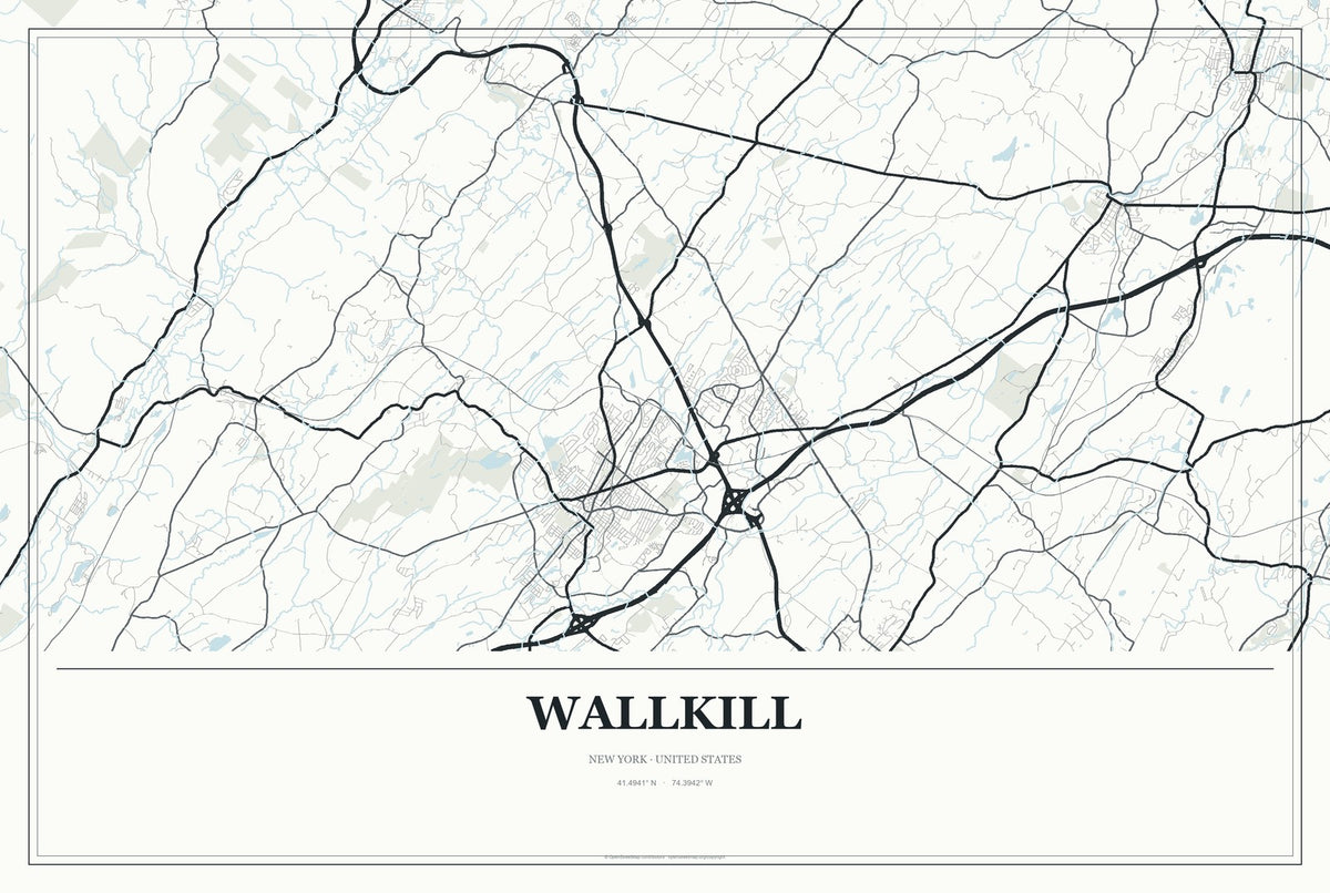 Wallkill, New York City Map Aluminum Sign in Gallery Air style