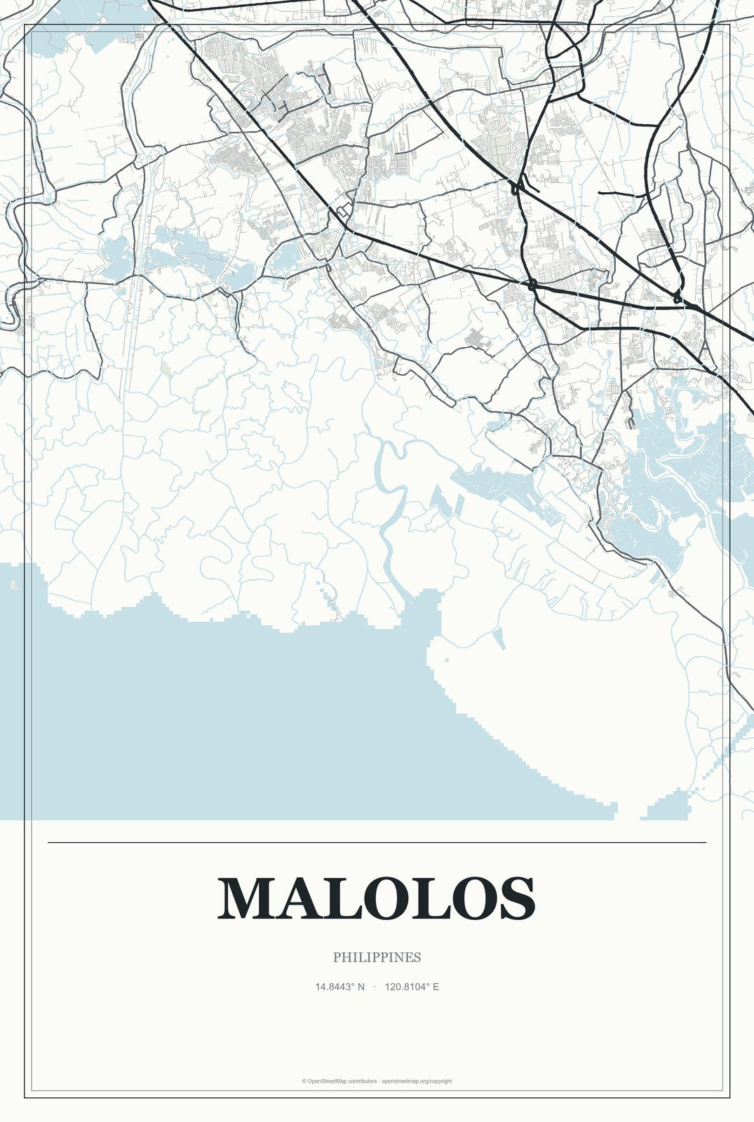 Malolos, Philippines City Map Aluminum Sign in Gallery Air style
