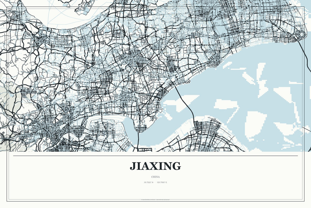 Jiaxing, China City Map Aluminum Sign in Gallery Air style