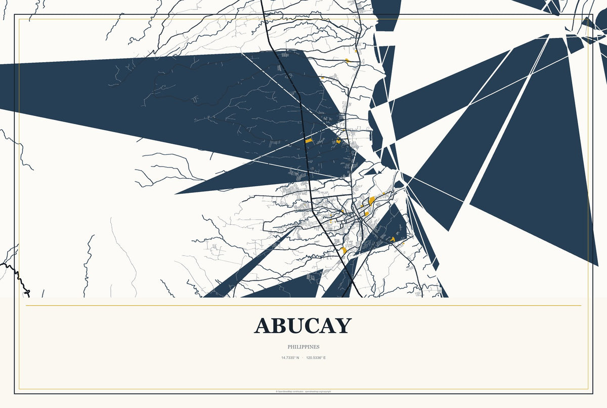 Abucay, Philippines City Map Aluminum Sign in Citrine Modern style