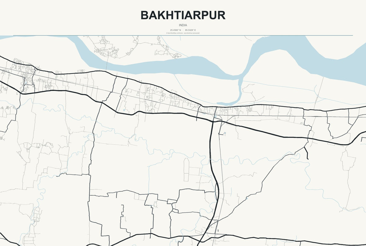 Bakhtiarpur, India City Map Aluminum Sign in Headline Atlas style