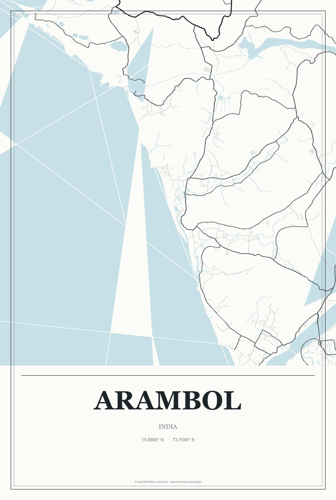 Arambol, India City Map Aluminum Sign in Gallery Air style