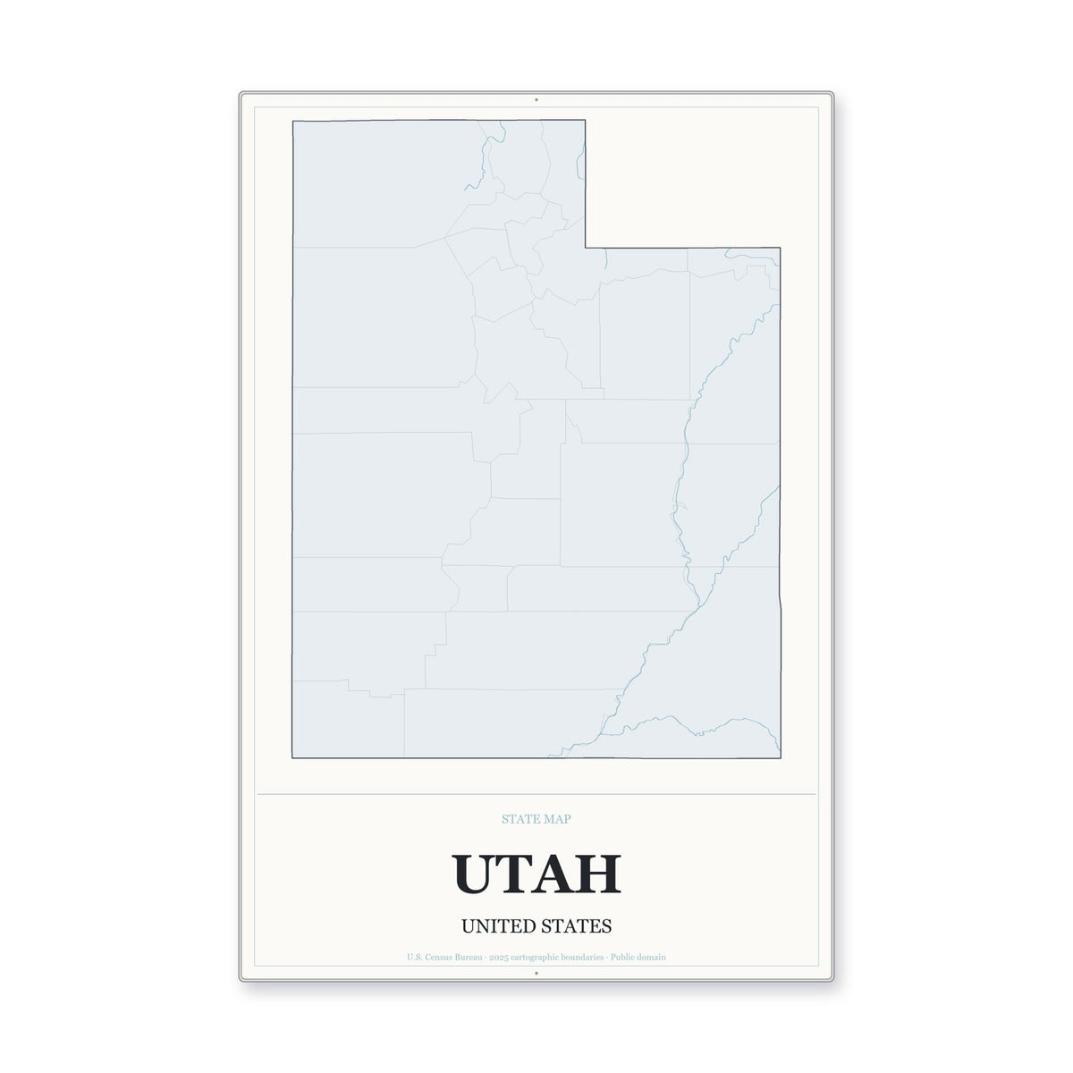 Utah state map aluminum sign in Gallery Air style