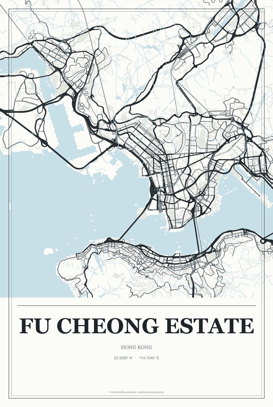 Fu Cheong Estate, Hong Kong City Map Aluminum Sign in Gallery Air style