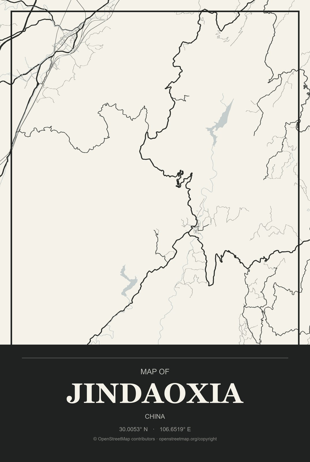 Jindaoxia, China City Map Aluminum Sign in Museum Plaque style