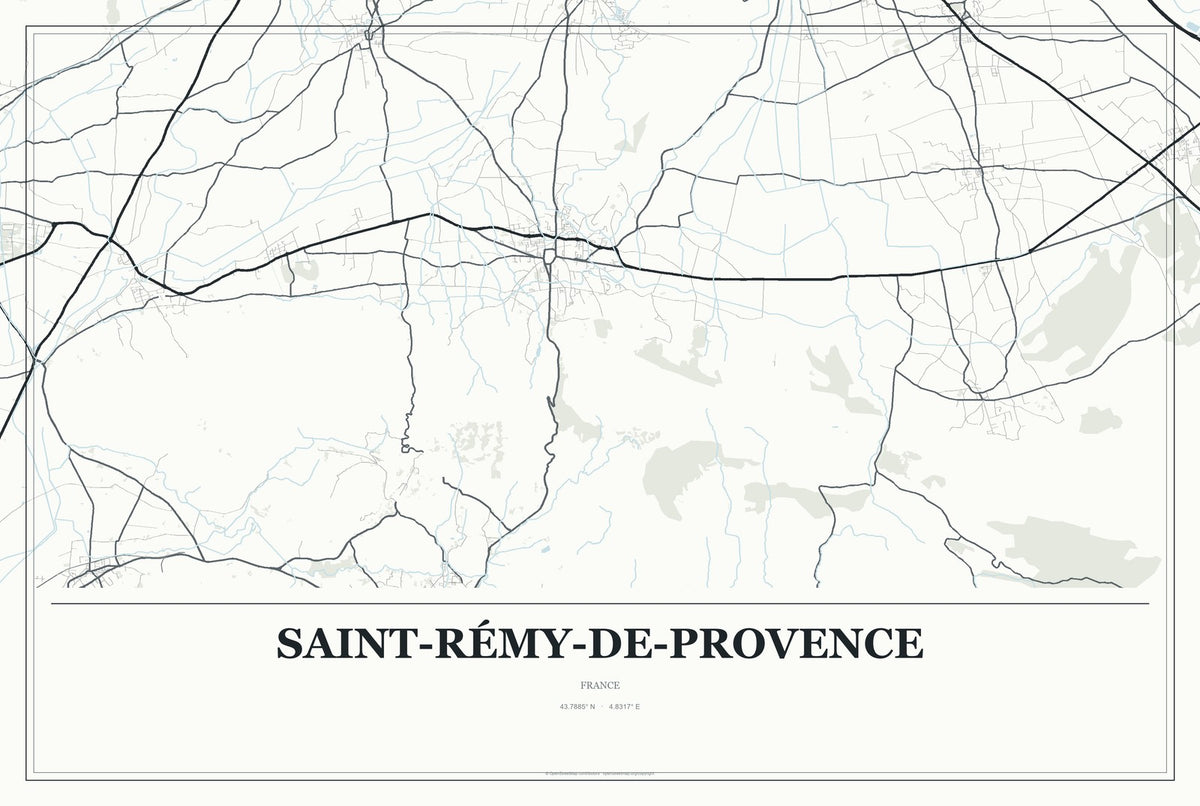Saint-Rémy-de-Provence, France City Map Aluminum Sign in Gallery Air style