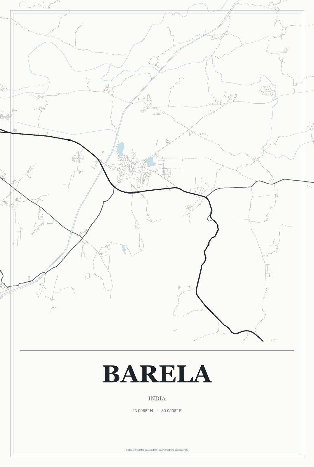 Barela, India City Map Aluminum Sign in Gallery Air style