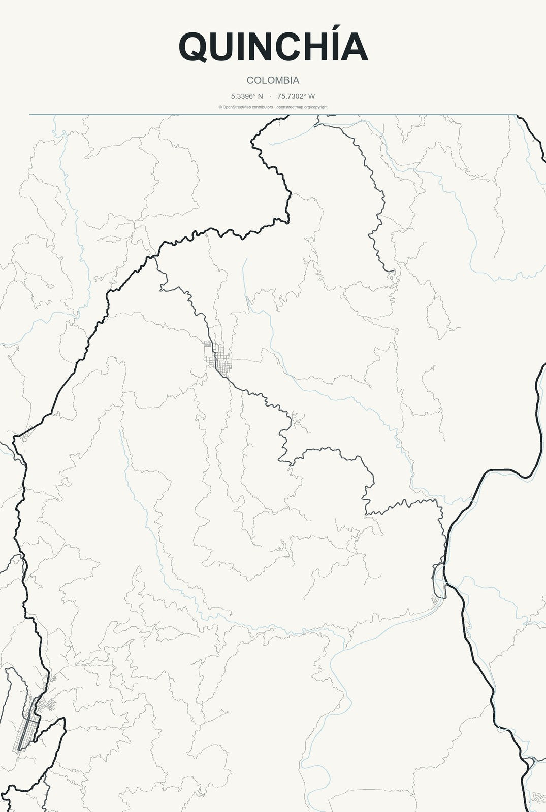 Quinchía, Colombia City Map Aluminum Sign in Headline Atlas style
